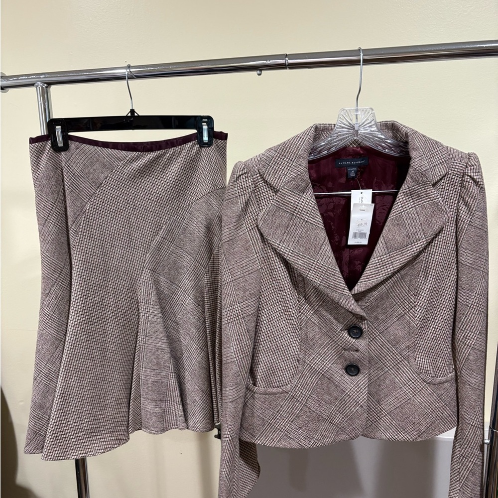 Banana Republic Women's Plaid Blazer and Skirt Set